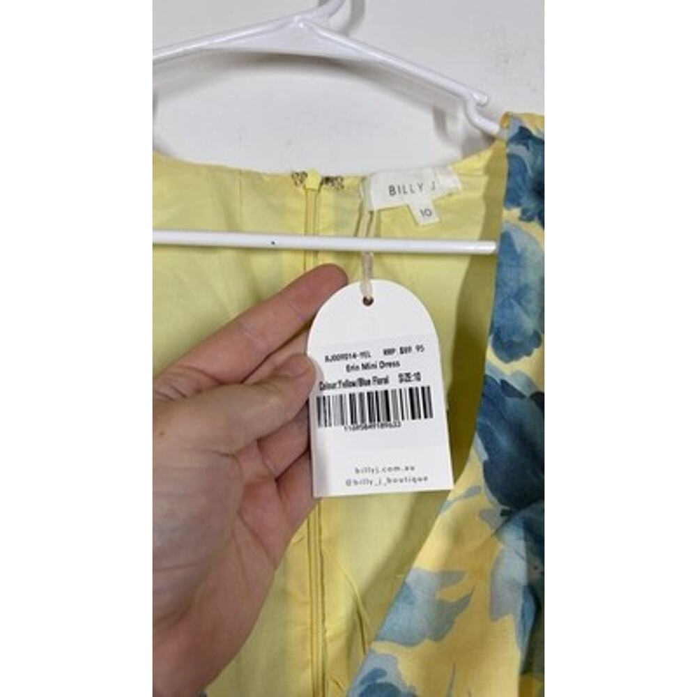 NWT BILLY J Erin Mini Dress in Yellow Blue Floral Size AUS 10 Or US 6 - Picture 9 of 9